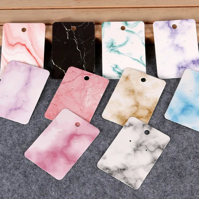 Καρτελάκια marble για σκουλαρίκια και κολιέ 5x7 50τμχ - P089