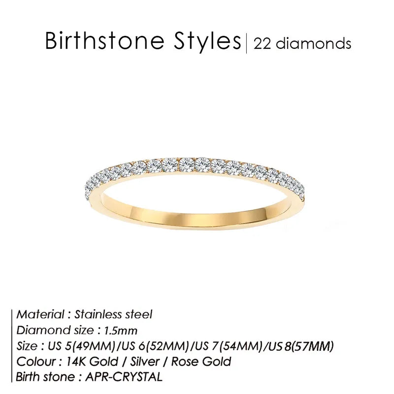 Δαχτυλίδι ατσάλι με στρας birthstone - R383