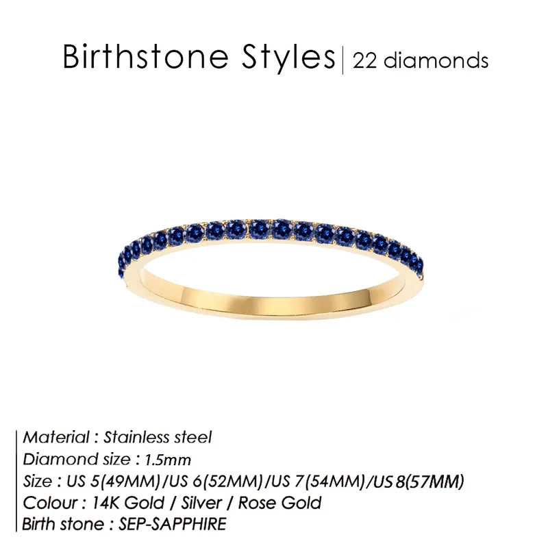 Δαχτυλίδι ατσάλι με στρας birthstone - R383