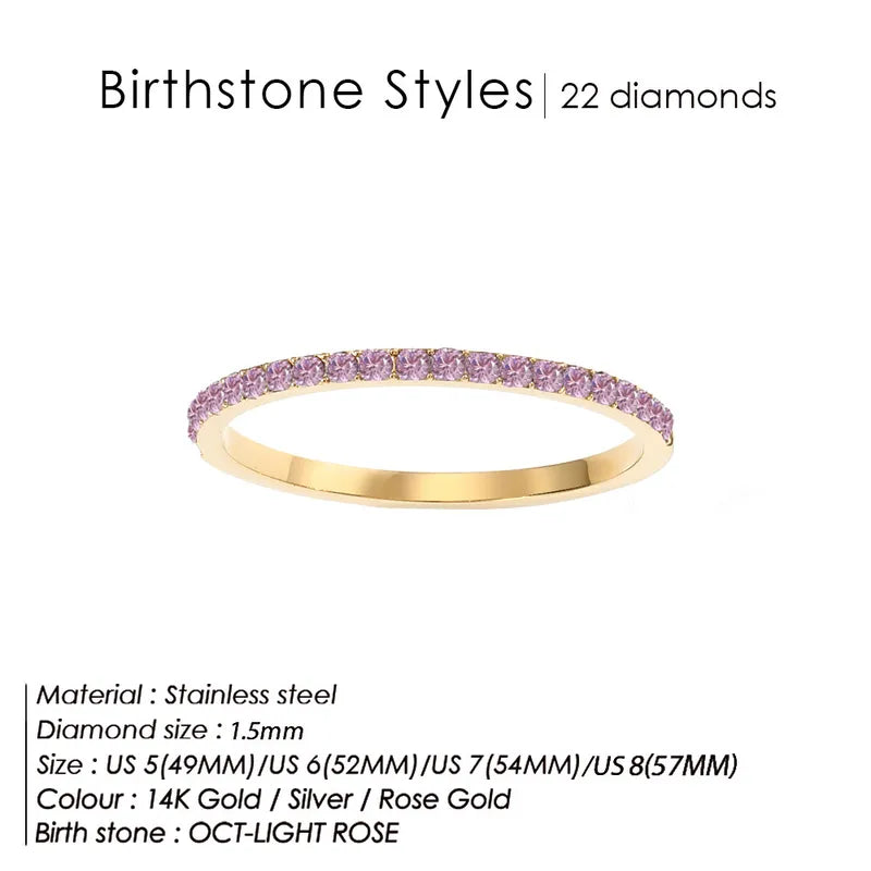 Δαχτυλίδι ατσάλι με στρας birthstone - R383