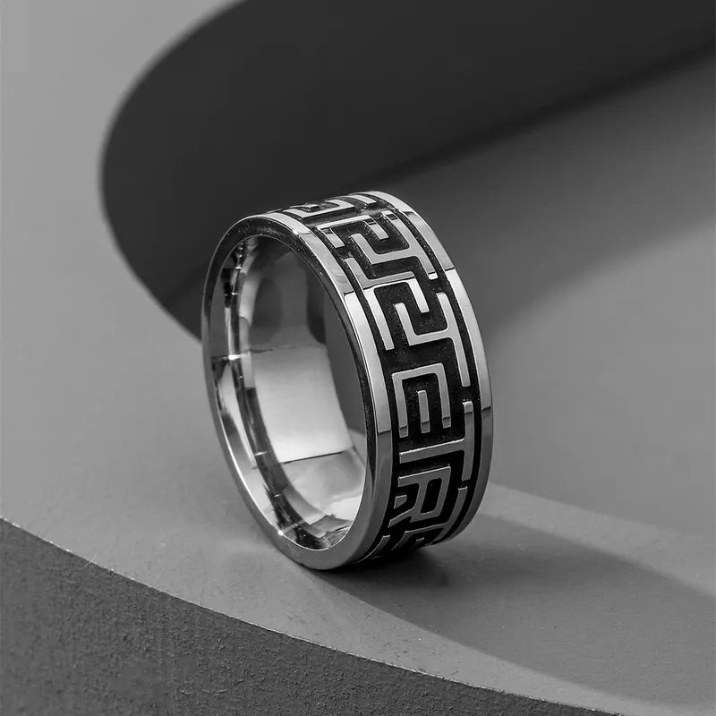 Δαχτυλίδι με λαβύρινθο ατσάλι-R255