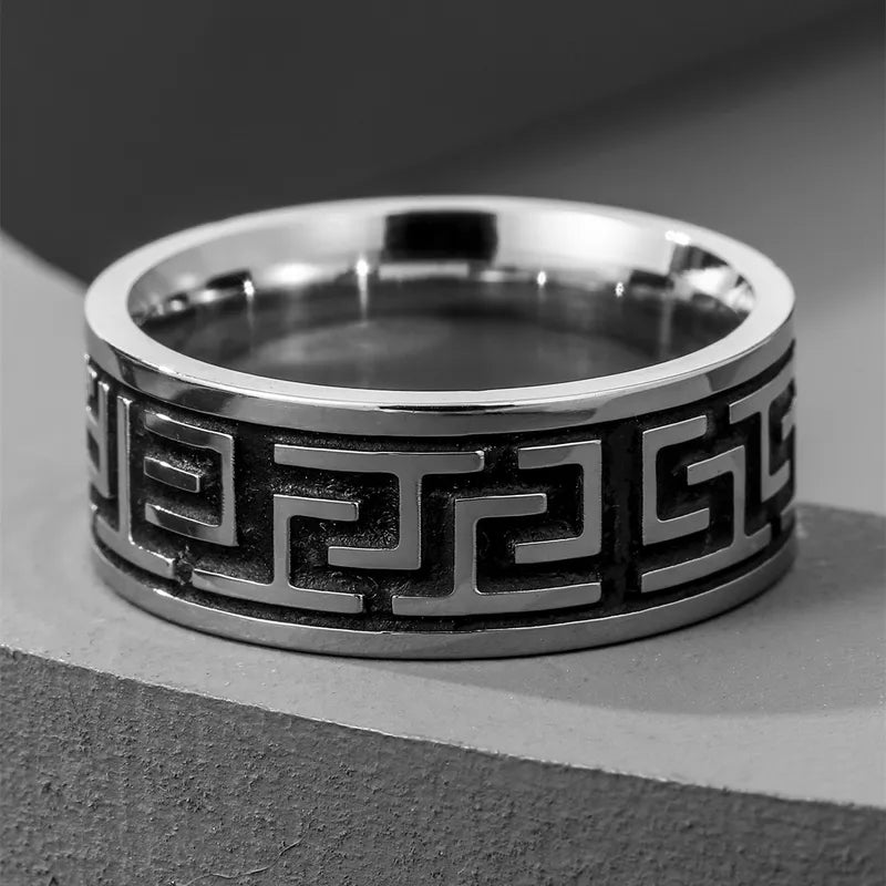Δαχτυλίδι με λαβύρινθο ατσάλι-R255
