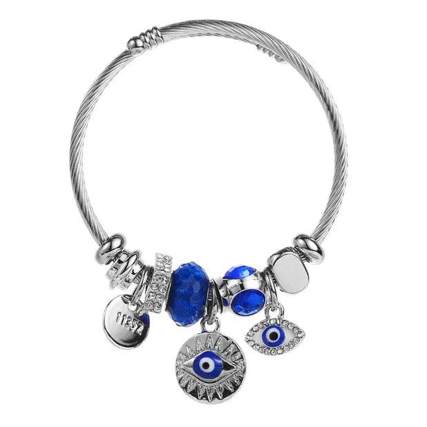 Ατσάλινο βραχιόλι bangle με μάτια - BR254
