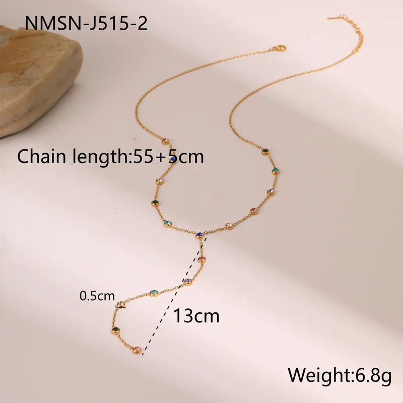 Κολιέ επιχρυσωμένο ατσάλι με πολύχρωμα zircon-NE379