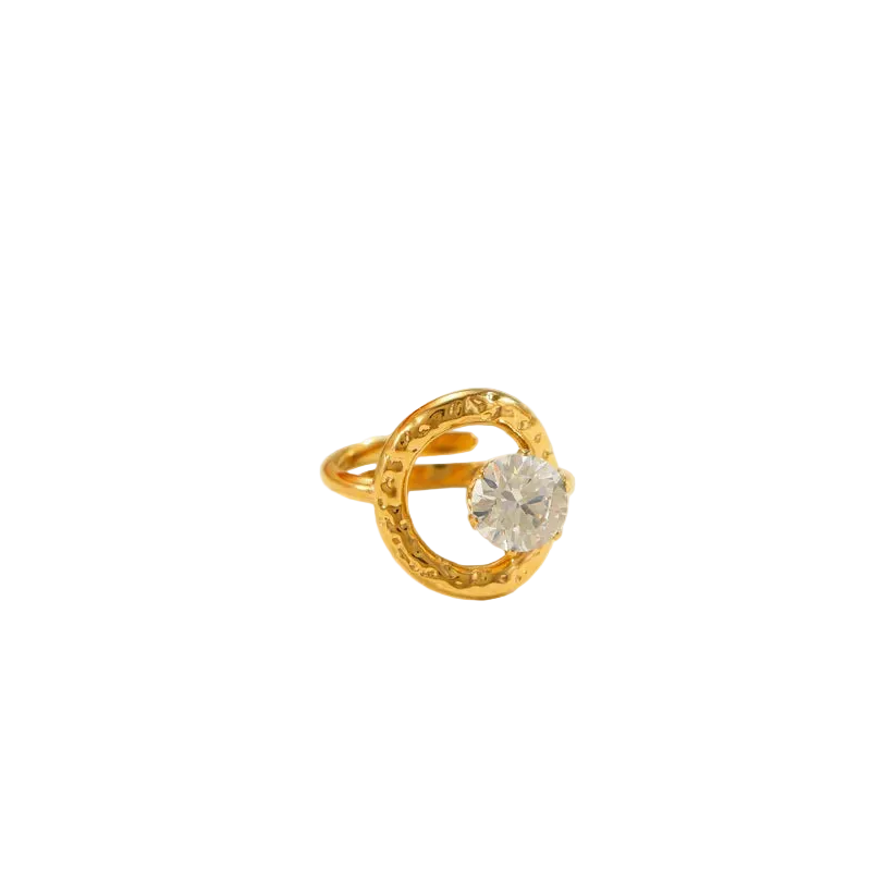 Δαχτυλίδι επιχρυσωμένο ατσάλι με zircon-R241
