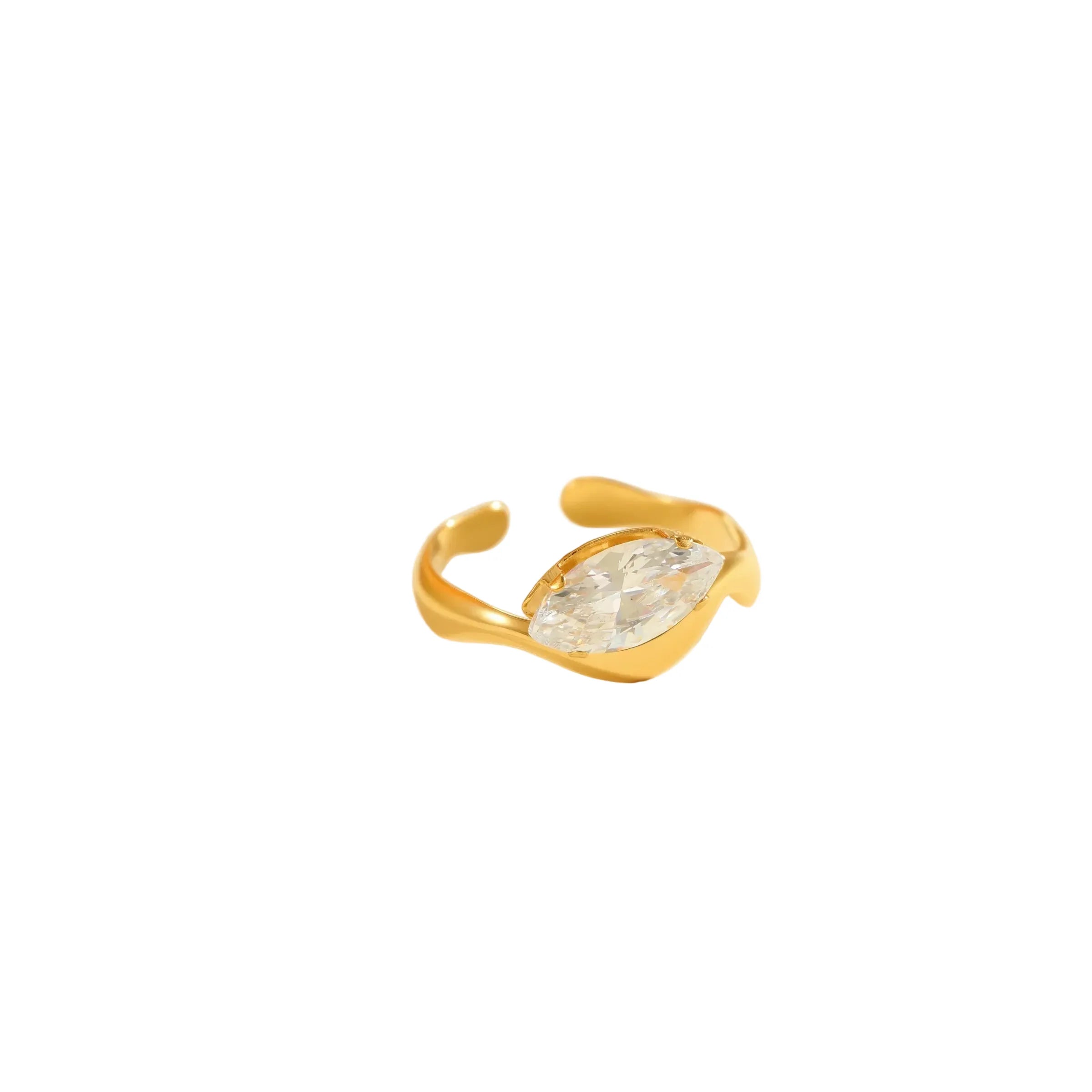 Δαχτυλίδι επιχρυσωμένο ατσάλι με zircon-R204