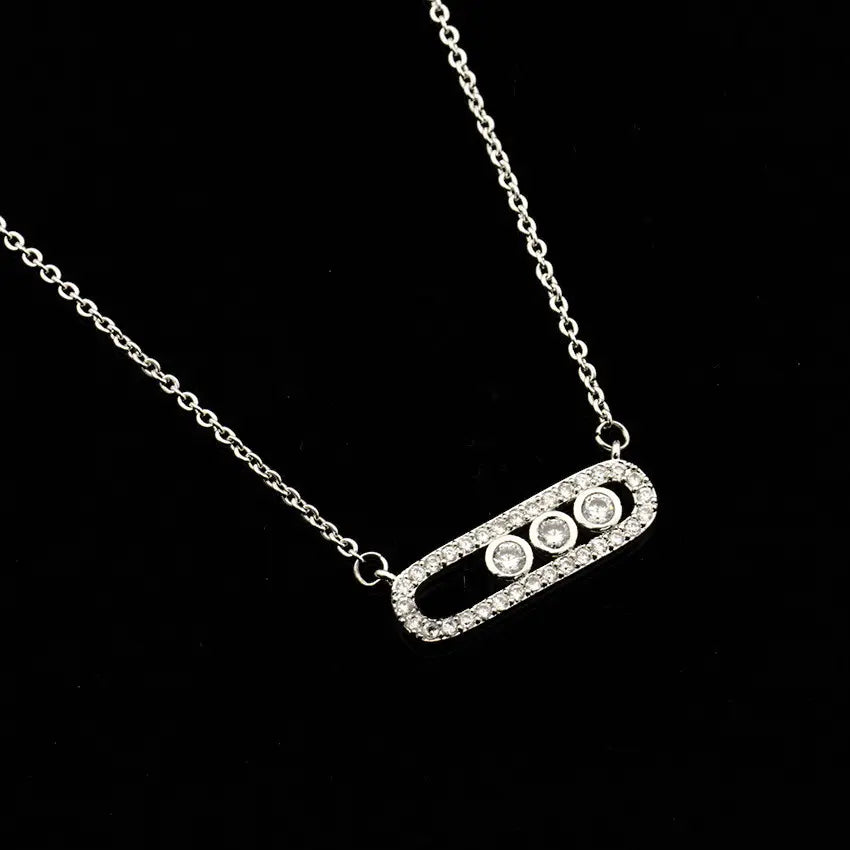 Κολιέ με μπάρα με zircon (Eπαργυρωμένος ορείχαλκος) -NE181
