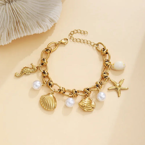 Βραχιόλι ατσάλι  με καλοκαιρινά charms- BR425