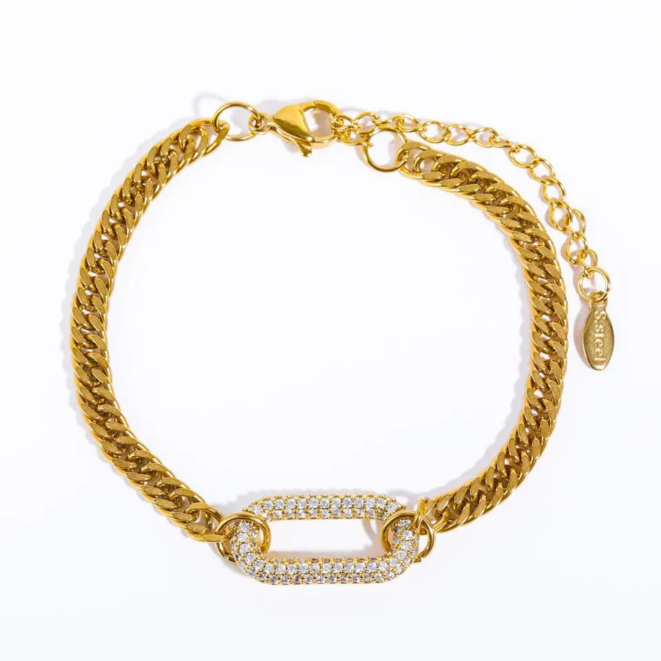 Βραχιόλι από ατσάλι με μικρά zircon - BR144