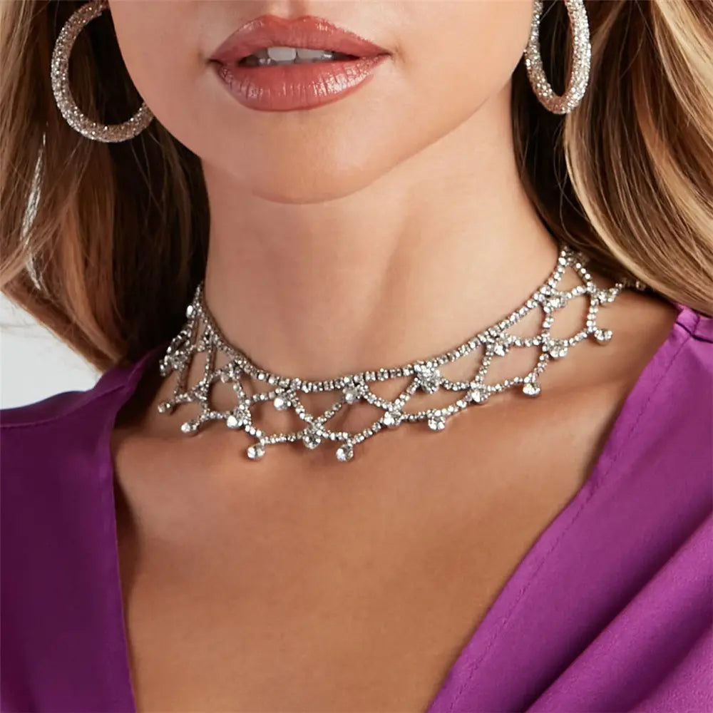 Κόλλια ορειχάλκινο με στρας choker - w153