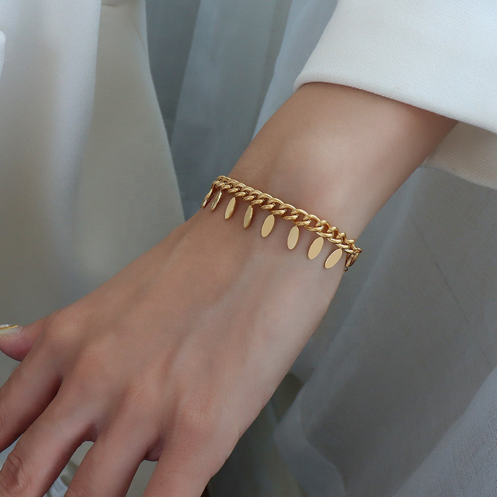 Βραχιόλι χρυσό ατσάλι με στολίδια-BR143