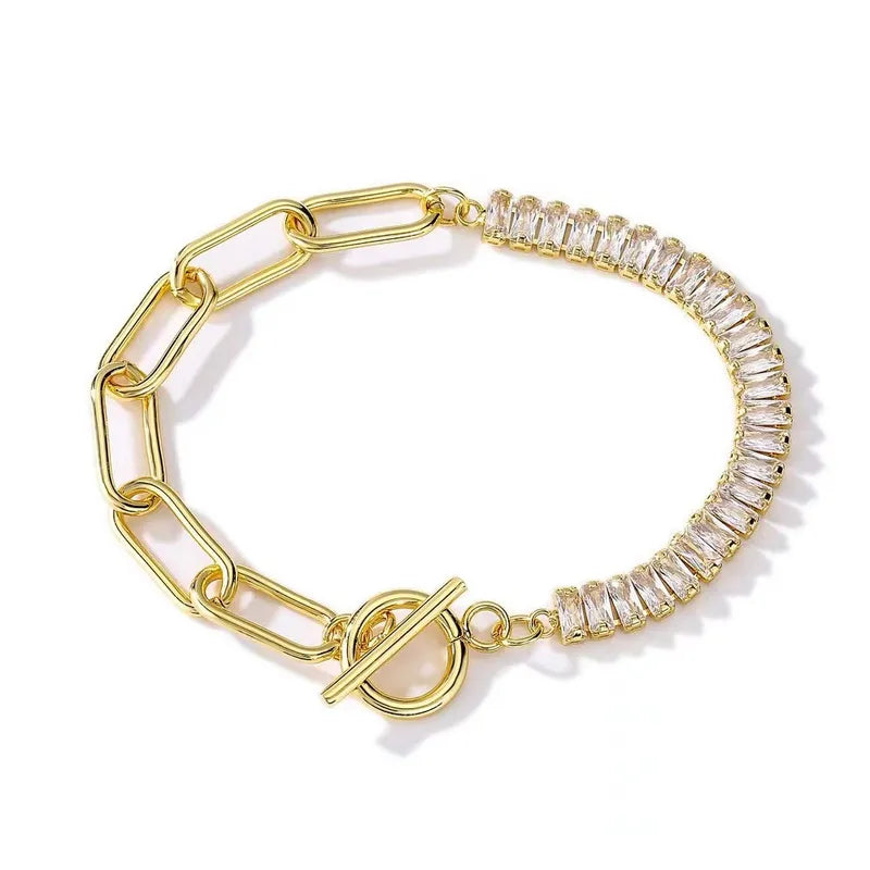 Βραχιόλι με ατσάλινη αλυσίδα και zircon - BR097