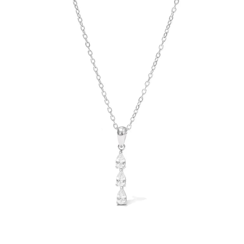 Κολιέ ατσάλι με τρία zircon-NE496