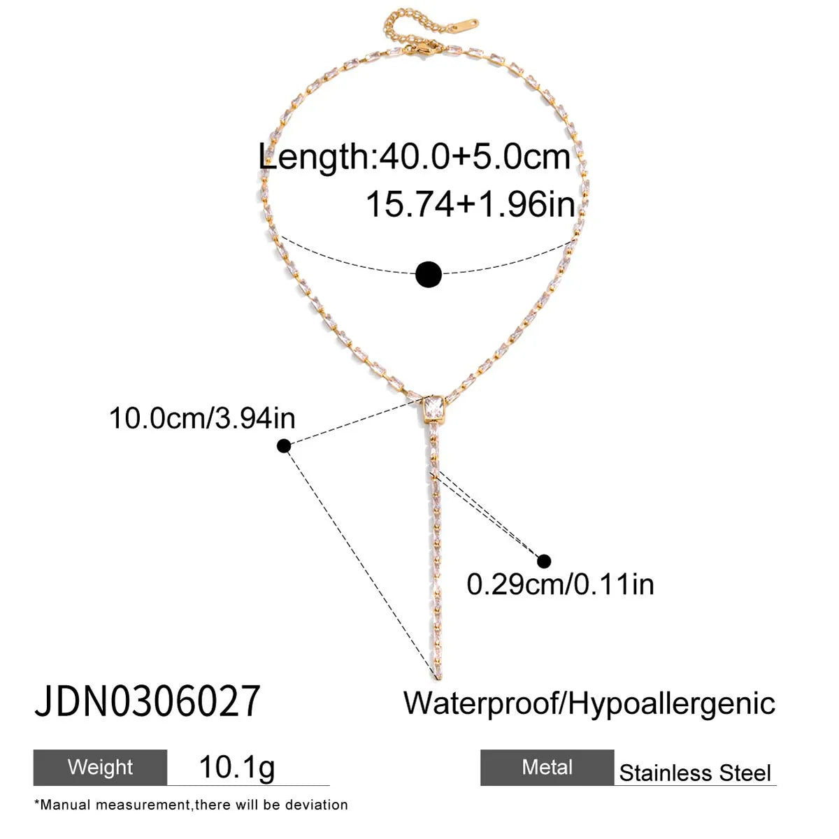 Κολιέ επιχρυσωμένο ατσάλι αλυσίδα με zircon-NE537