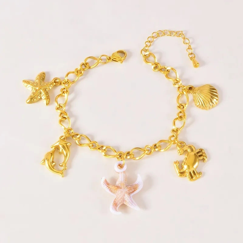 Bραχιόλι ατσάλινο χρυσό με charms - BR506