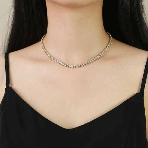 Ατσάλινο τσόκερ με zircon - ne002