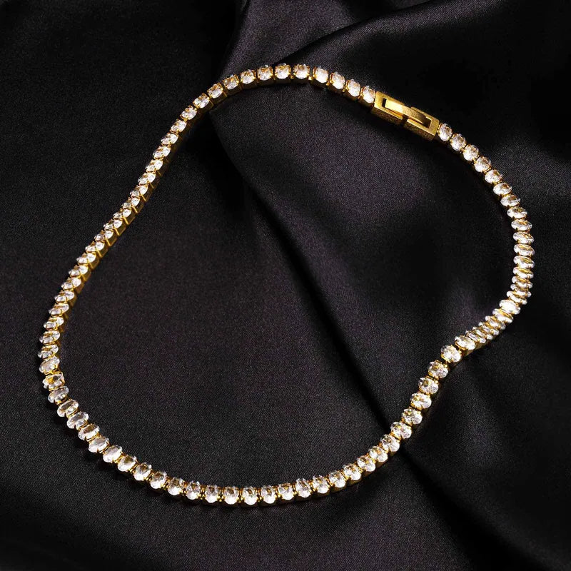 Ατσάλινο τσόκερ με zircon - ne002