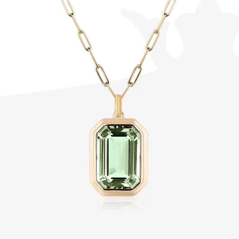 Κολιέ επιχρυσωμένο ατσάλι με πράσινο zircon-NE547