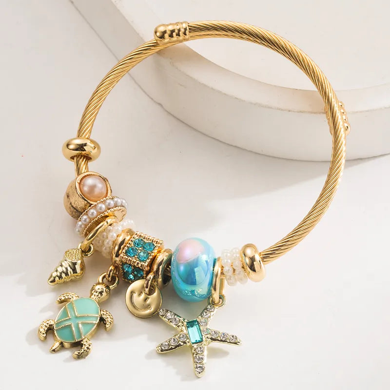 Βραχιόλι bangle με γαλάζιο αστερία - BR409