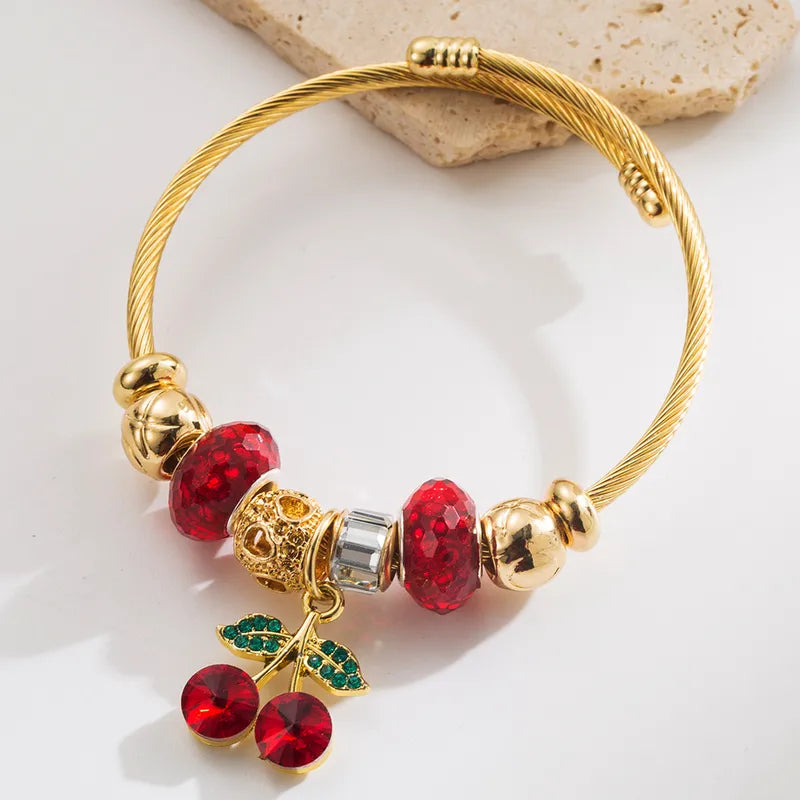 Βραχιόλι ατσάλι με κόκκινα charms-BR080