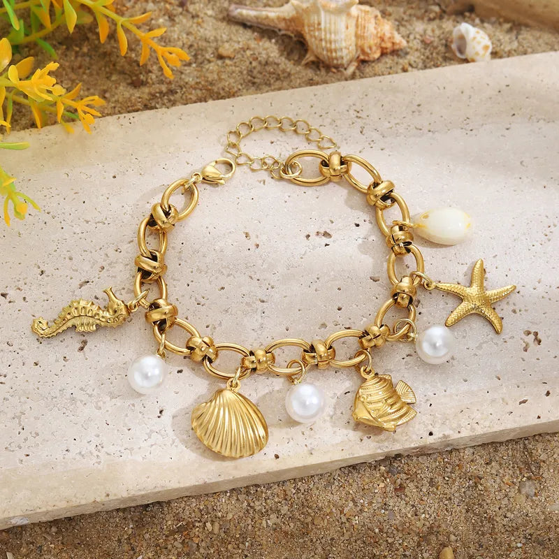 Βραχιόλι ατσάλι  με καλοκαιρινά charms- BR425