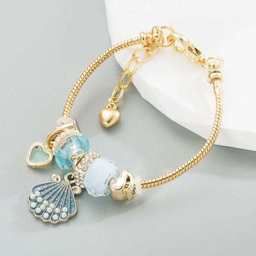 Βραχιόλι ατσάλι γαλάζιο με καλοκαιρινά charms- BR423