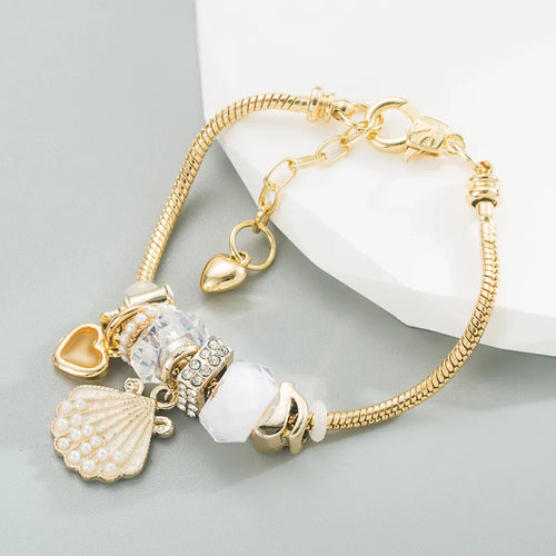 Βραχιόλι ατσάλι ροζ με καλοκαιρινά charms- BR424