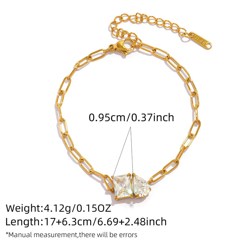 Βραχιόλι επιχρυσωμένο ατσάλι με δύο zircon -  BR479