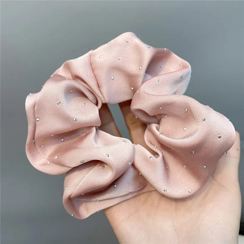 Λαστιχάκια scrunchie  σατέν με στρας - ha049