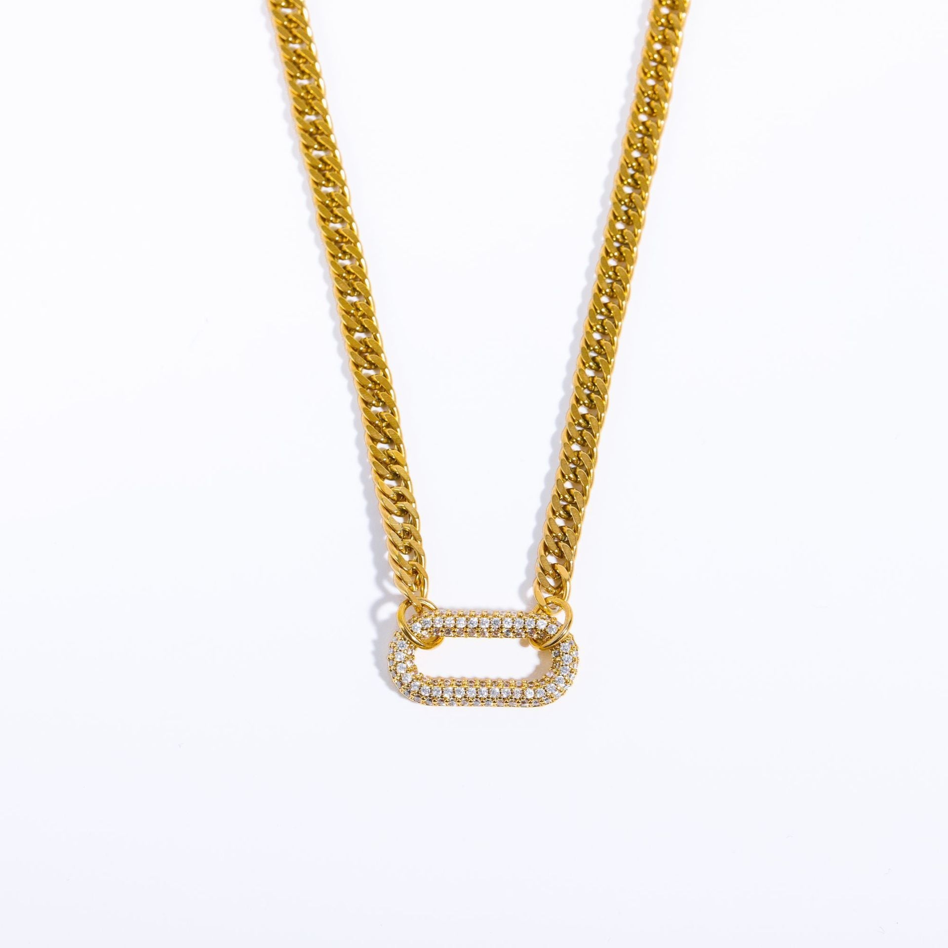 Κολιέ ατσάλινο με zircon - W139