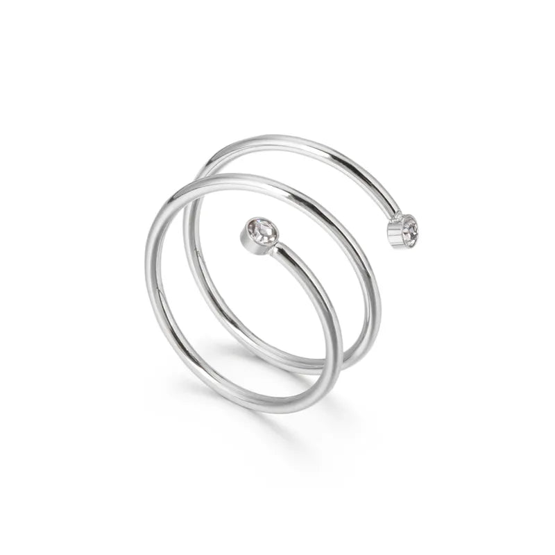 Δαχτυλίδι ασημί ατσάλι με zircon σπιραλ-R035