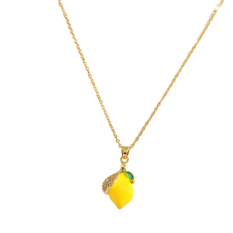 Κολιέ επιχρυσωμένο ατσάλι λεμόνι με zircon - NE795