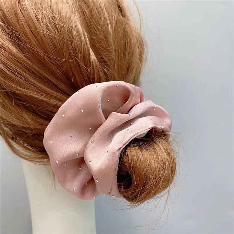 Λαστιχάκια scrunchie  σατέν με στρας - ha049