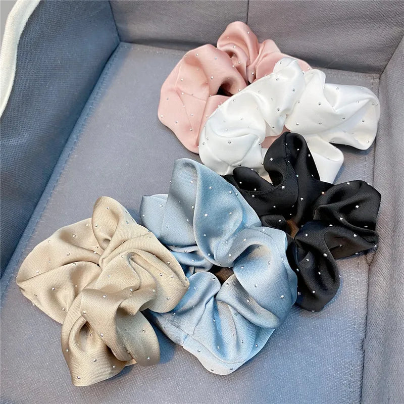 Λαστιχάκια scrunchie  σατέν με στρας - ha049