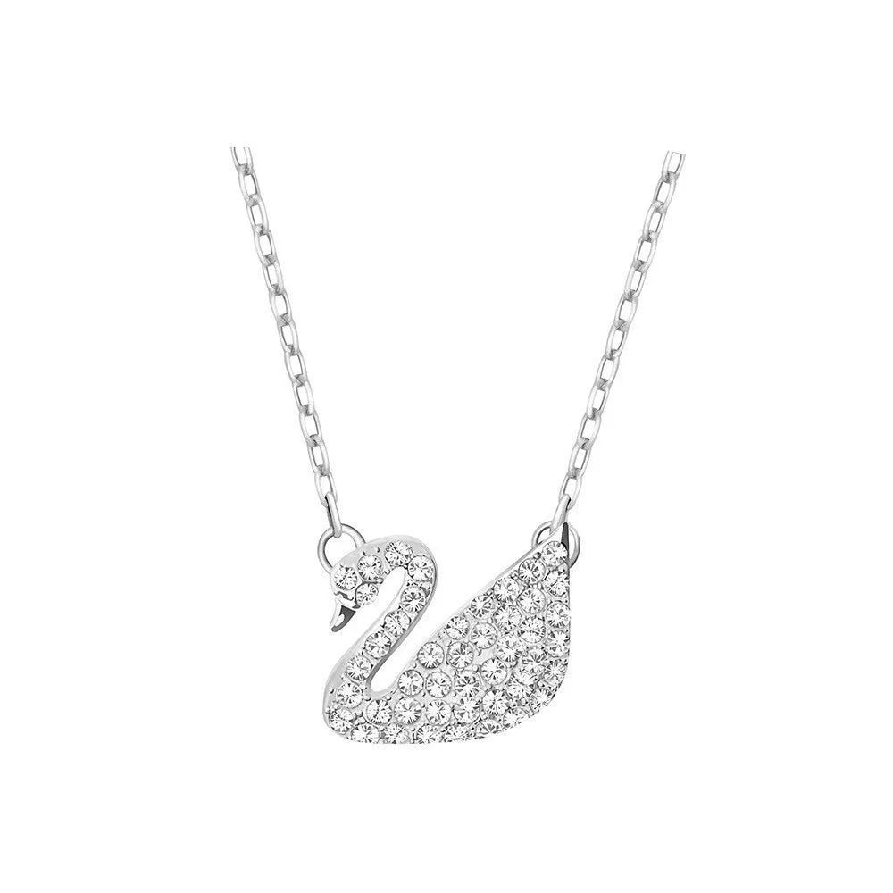Κολιέ ατσάλι με κύκνο και zircon-NE369