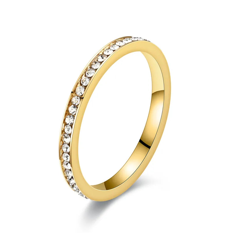 Δαχτυλίδι χρυσό ατσάλι βέρα με zircon-R240