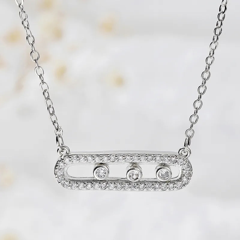 Κολιέ με μπάρα με zircon (Eπαργυρωμένος ορείχαλκος) -NE181