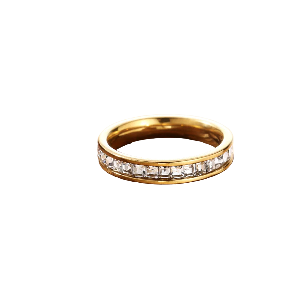 Δαχτυλίδι επιχρυσωμένο ατσάλι με zircon-R273