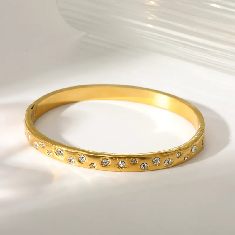 Βραχιόλι επιχρυσωμένο ατσάλι με πολλά zircon-BR250