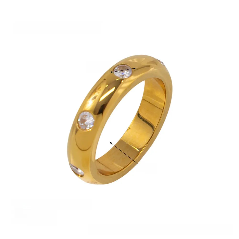 Δαχτυλίδι επιχρυσωμένο ατσάλι βέρα με zircon - R379