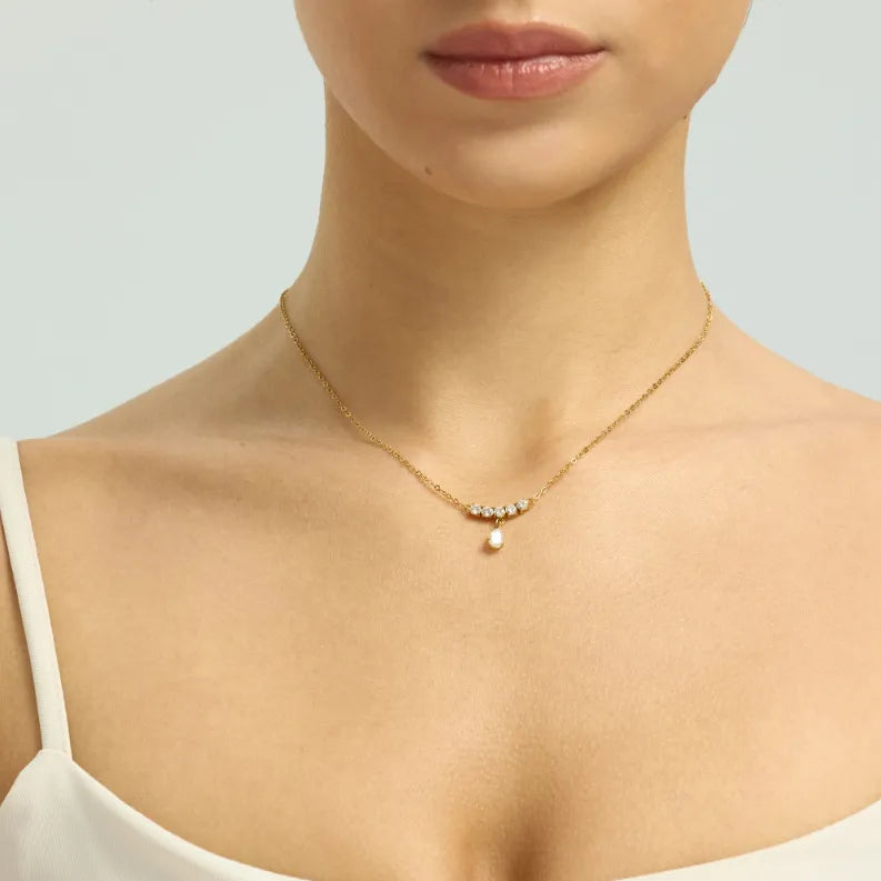 Κολιέ επιχρυσωμένο με λεπτά zircon-NE550