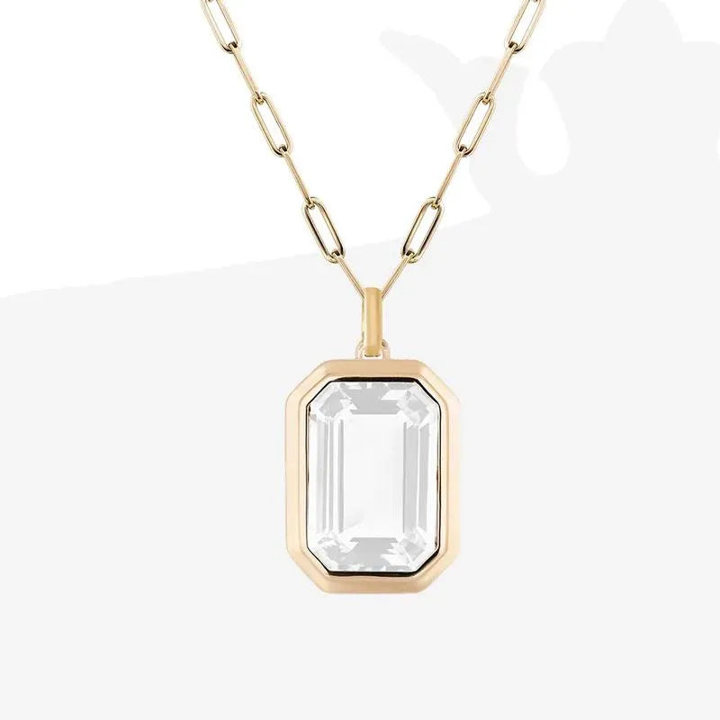 Κολιέ επιχρυσωμένο ατσάλι με λευκό zircon-NE494