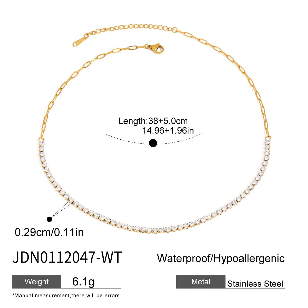 Κολιέ επιχρυσωμένο ατσάλι περιδέραιο με zircon - NE727