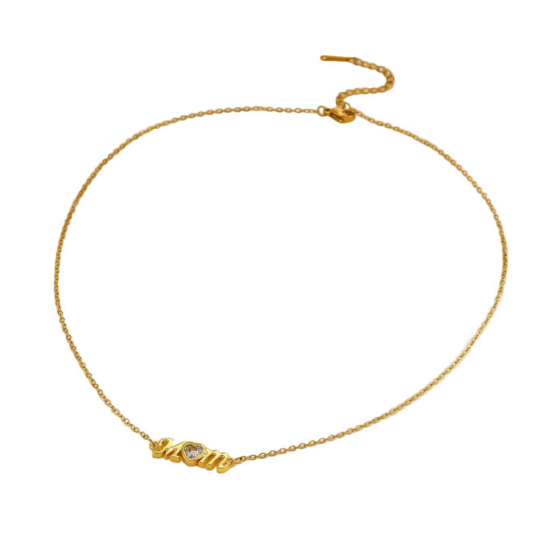 Κολιέ επιχρυσωμένο ατσάλι με zircon mom - NE783