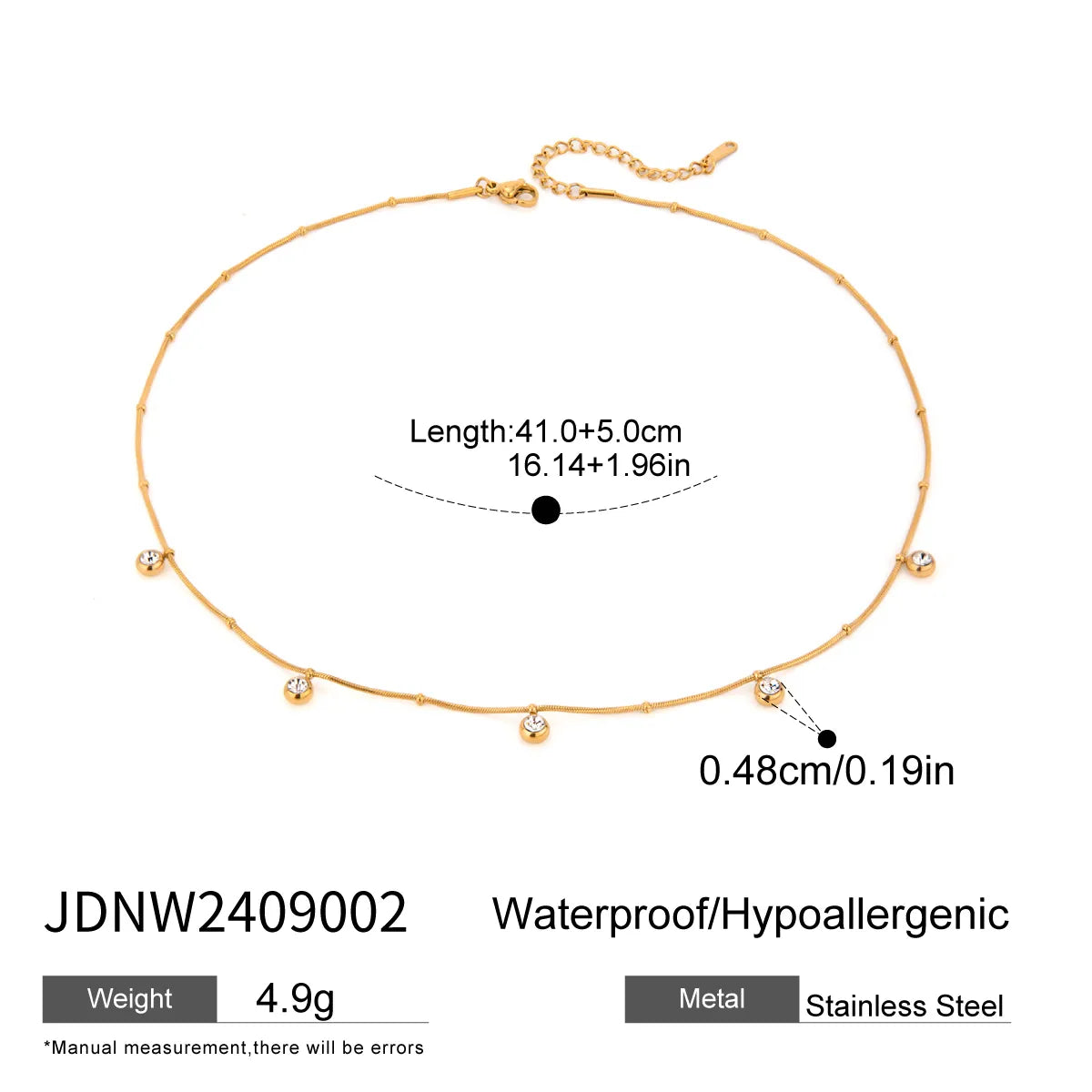 Κολιέ επιχρυσωμένο ατσάλι με μικρά zircon-NE006