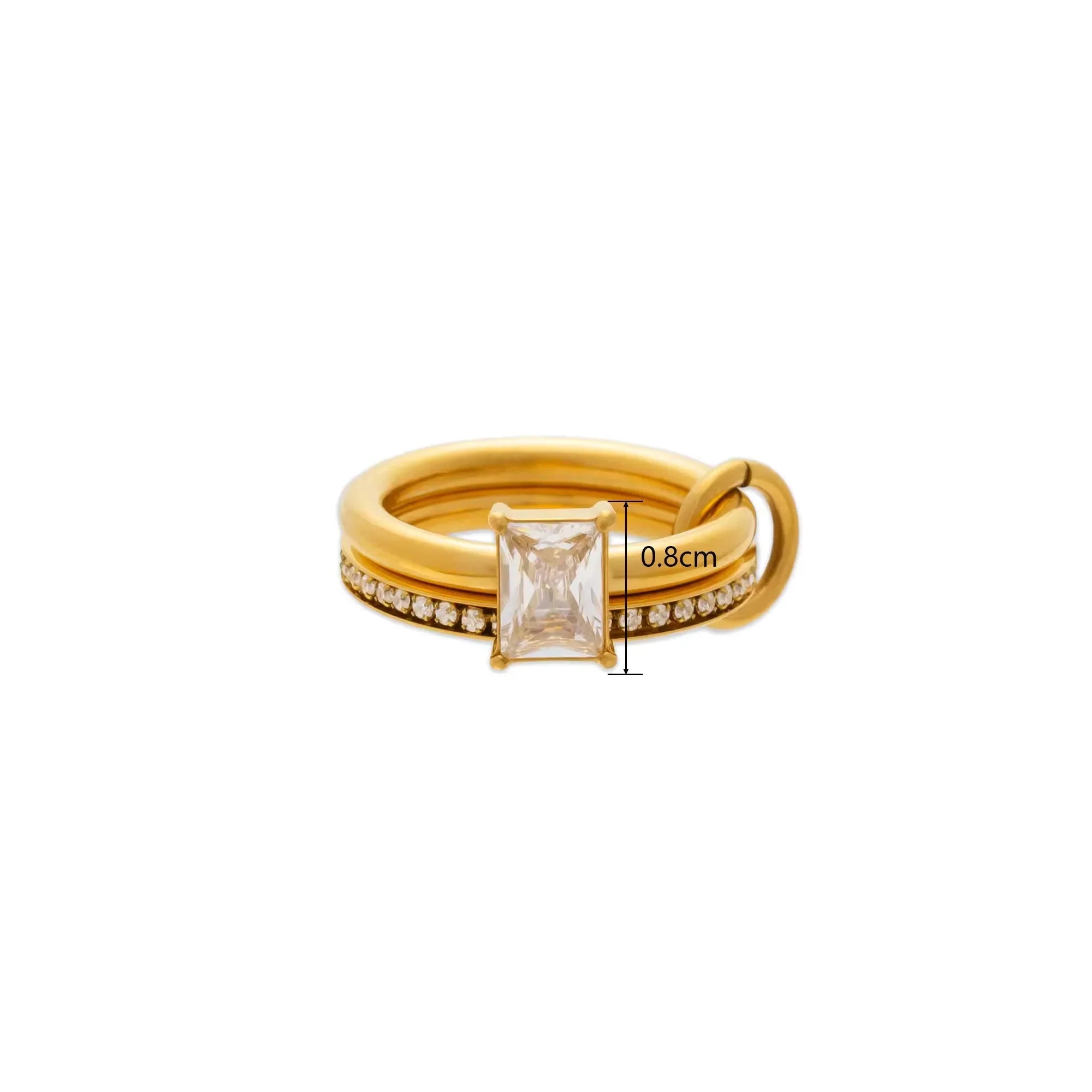 Δαχτυλίδι επιχρυσωμένο ατσάλι με zircon-R039