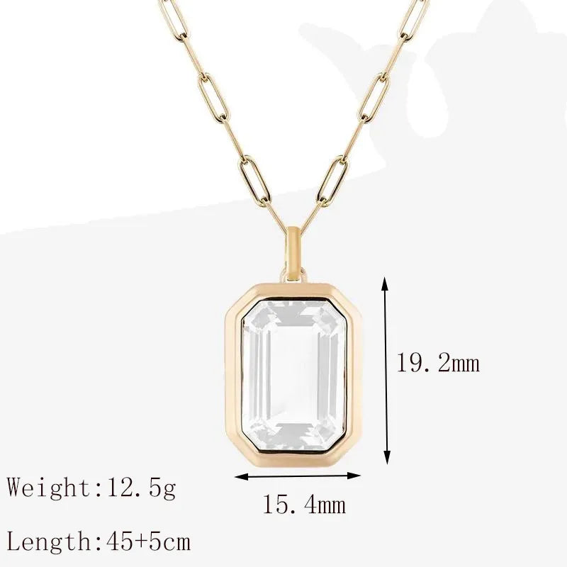 Κολιέ επιχρυσωμένο ατσάλι με λευκό zircon-NE494